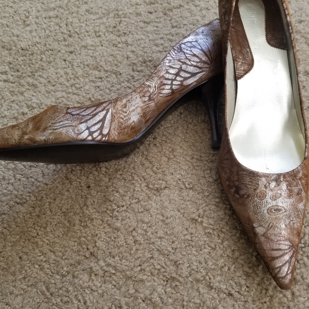 Brown, Metallic Dress Heel